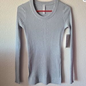 Athleta Lincoln Park Sweater Ribbed Glacial Blue 50% Lyocell NWT